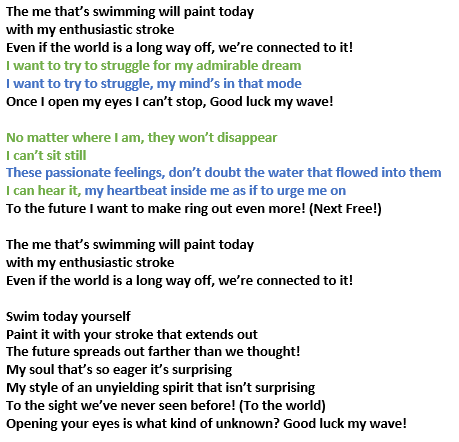 AlbatrossMuffin's tweet photo. Translation of Good Luck My Wave! [Color coded for your convenience lol] https://t.co/i0FIrivGs2