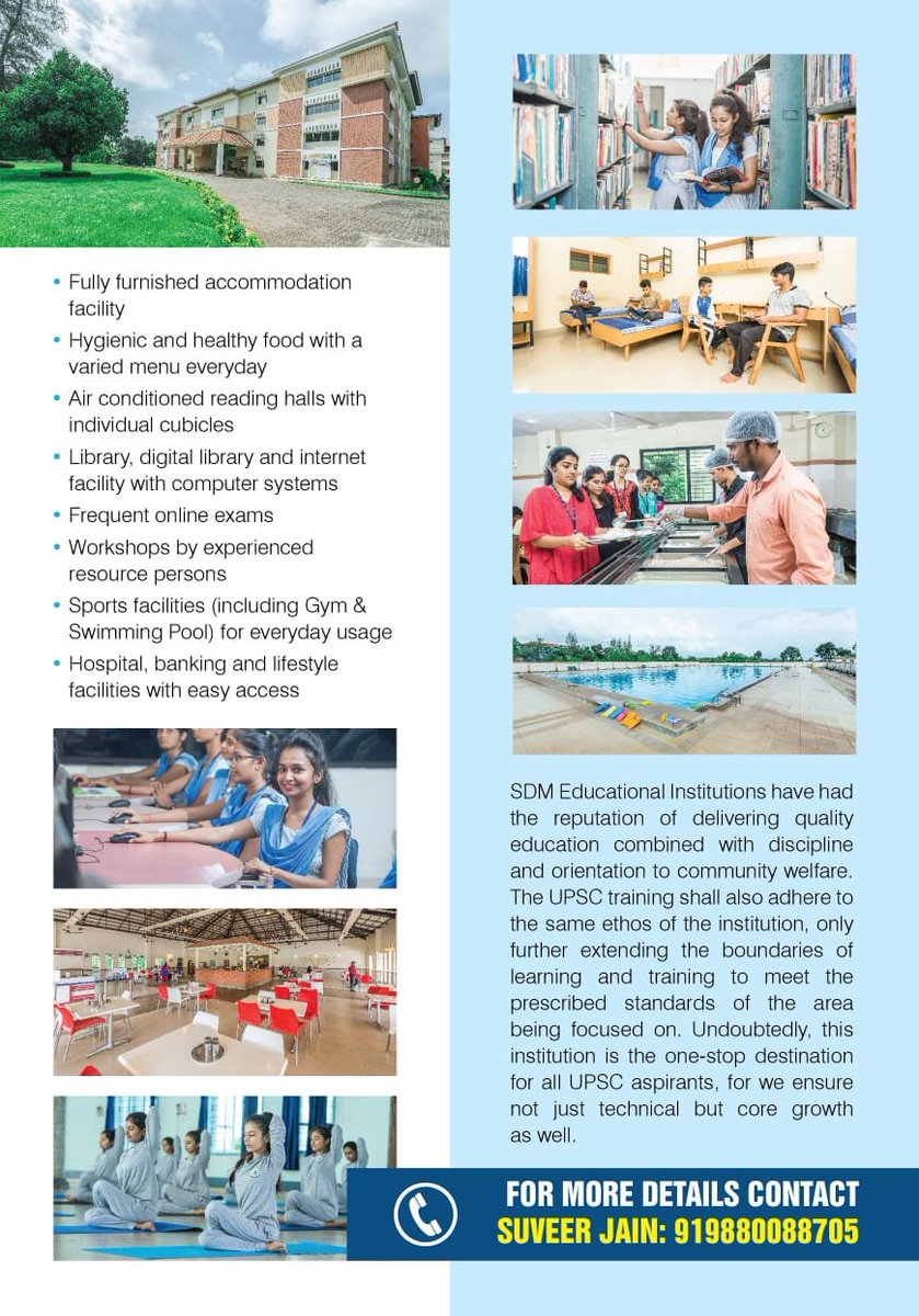 SdmUjire's tweet photo. UPSC Coaching at SDM College Ujire.

A few experienced UPSC aspirants have come together, penned down the painstaking experience of UPSC preperations and designed a study program that will meet all your expectations and beyond. 

#UPSC #IAS #KAS #SDM https://t.co/VETYjtuREF