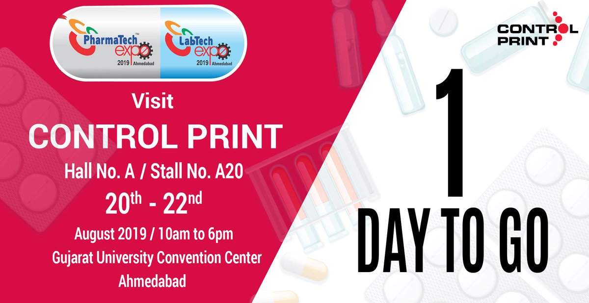 controlprintltd's tweet photo. Visit us and get updated on latest and revolution technology in Pharma industry.
Hall No. A / Stall No. A20, 20th to 22nd August 2019, 10am - 6pm, Gujarat University Convention Centre, Ahmedabad.
#pharmatechexpo https://t.co/NkH8npBfAL
