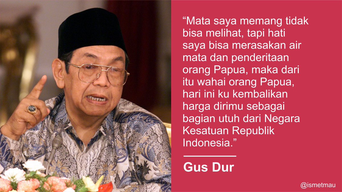 Semakin merindukan sosok GUSDUR dalam keadaan seperti ini. Semoga oknum-oknum yang menjadi penyebab perpecahan ini bisa ditindak tegas demi keadilan. Tidak boleh ada tindakan rasial atas nama apapun. 🙏🏾