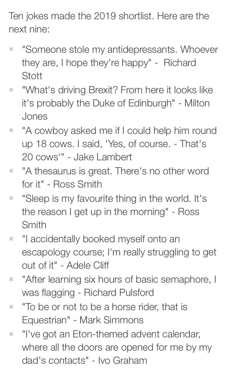 If this isn’t the way to start the day, I don’t know what is. The top 10 one-liners from the #edinburghfringe2019 
#MondayMotivation