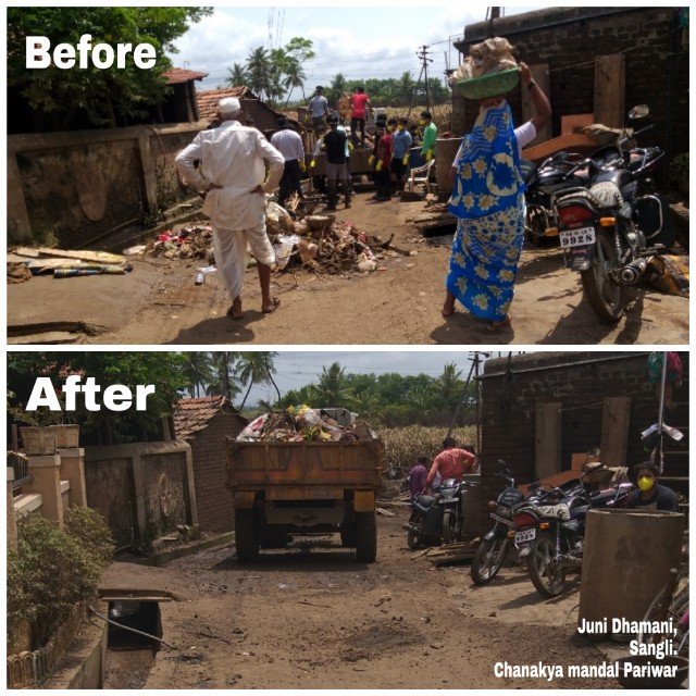 ABS_Indian's tweet photo. Team of 150 volunteers from #ChanakyaMandalPariwar,  relentlessly worked for a 6 days in flood hit Kolhapur and Sangali districts.We believe in "Service of Jiva is Worship of Shiva" https://t.co/axgF3WUPpn