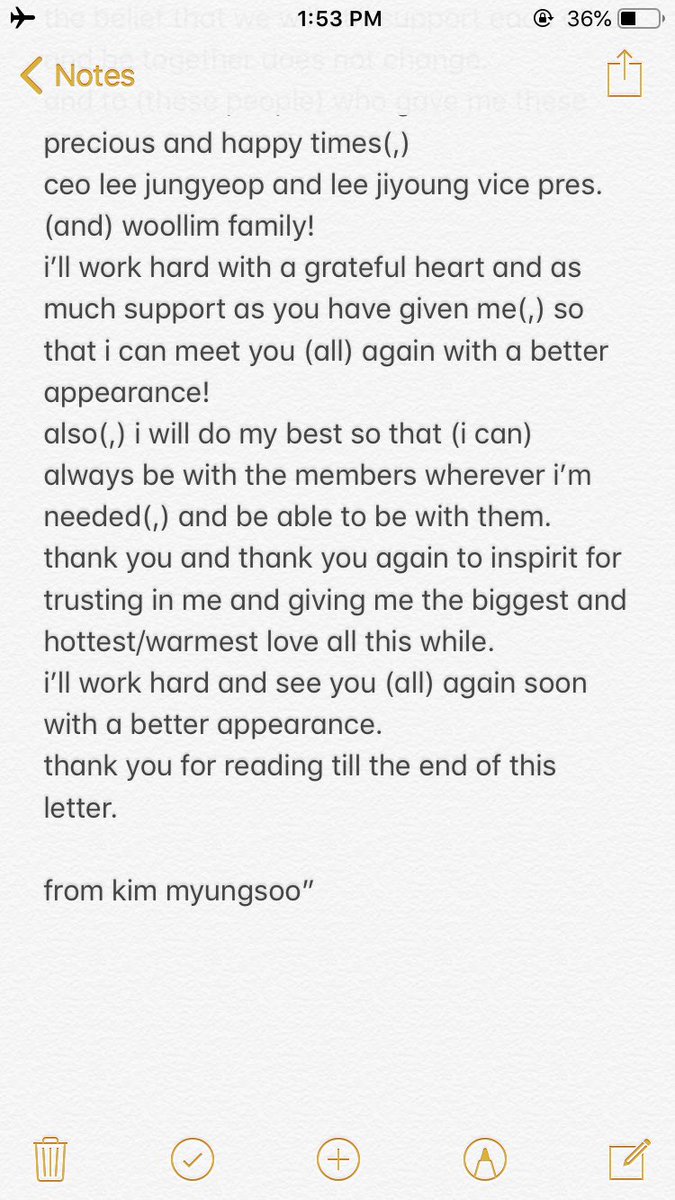 yeolsprout's tweet photo. 190819 myungsoo ig update - handwritten letter

take out with proper credit https://t.co/6pNUp98UQk