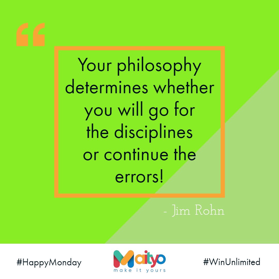 MaityoLive's tweet photo. "Your philosophy determines whether you will go for the disciplines or continue the errors!"

Wish you a wonderful week ahead.

#HappyMonday #MondayQuote #MondayMantra #MondayMotivation #MondayThoughts #MondayWisdom #MondayFeelings #Contests #MakeItYours #WinUnlimited https://t.co/65G5gKZ9o0