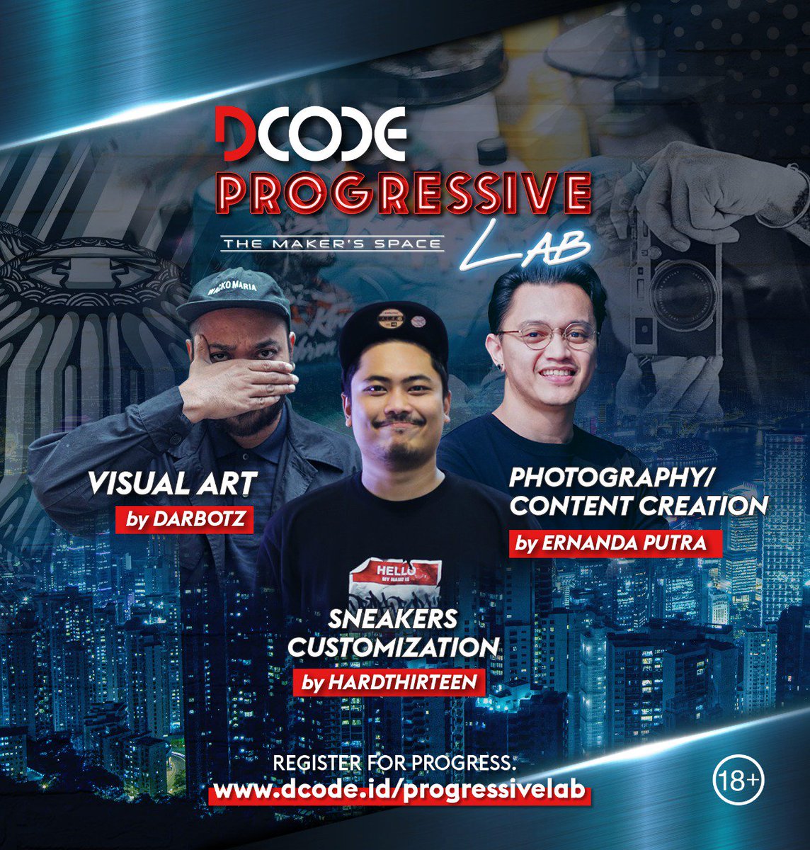 SeputarEvent's tweet image. Creative space is here! From photography to graffiti, sneakers to content creation, DCODE Progressive Lab offers them all for you! Ready for progress? Book now on bit.ly/SeputarJktxPL 

See you there!

#worldofDCODE 
#DCODEProgressiveLab