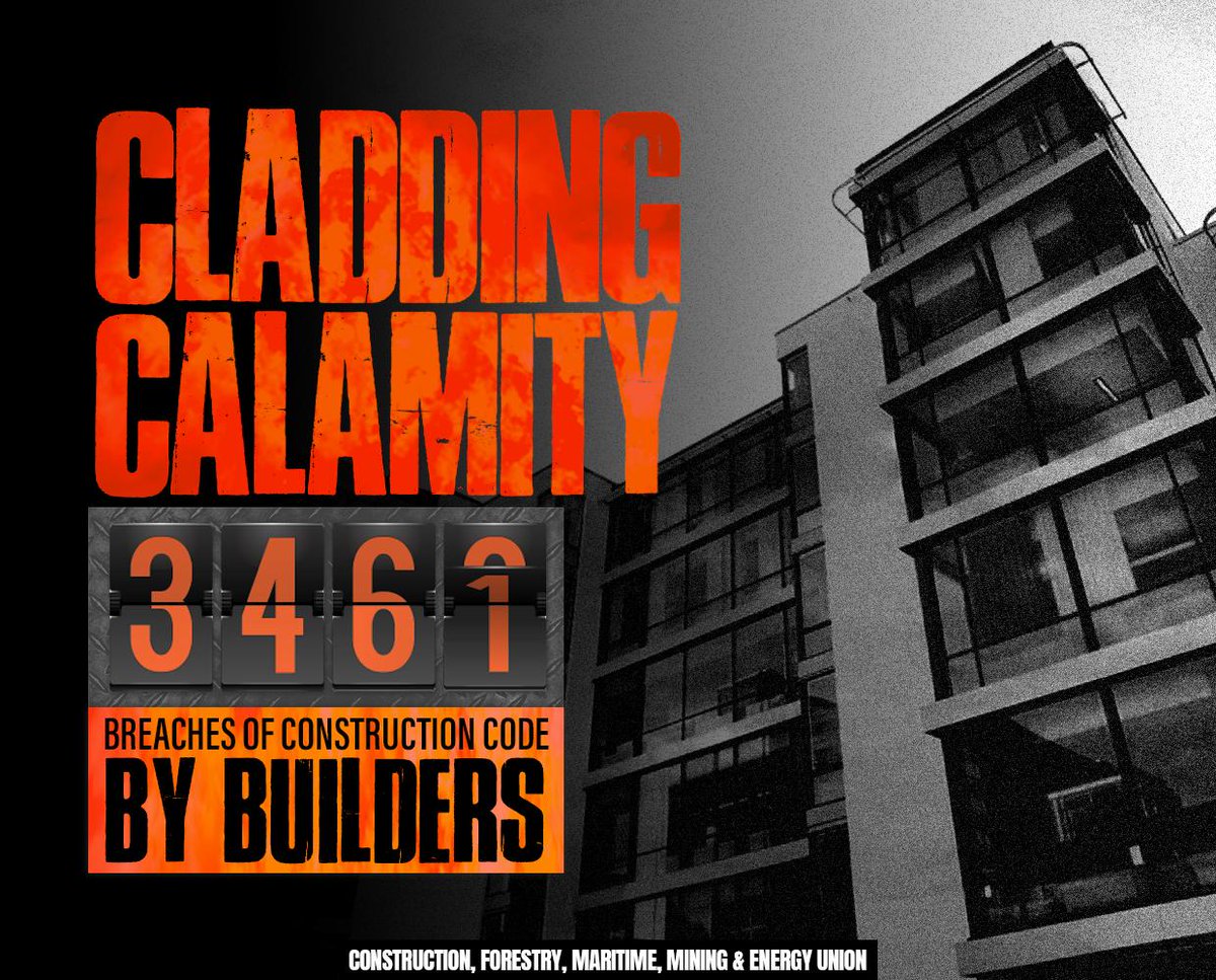 CFMEU's tweet photo. A new report has revealed thousands of breaches of the Construction Code by builders because the government is failing to enforce the law.

It's a crisis, and it needs to be cleaned up urgently. https://t.co/j5OoxbPxrk