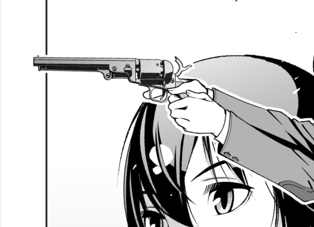いまは発砲シーンをいっぱい描いています。 