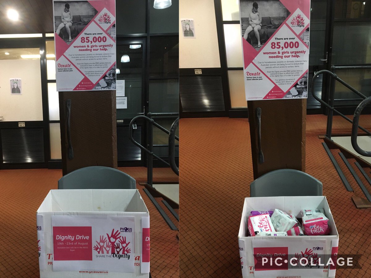 Today marked the start of the Dignity Drive at the University of Notre Dame Fremantle. After one hour, the box was almost full! Looks like I’ll need to bring a bigger box tomorrow and I am so excited about it! @sharingdignity #dignitydrive #endperiodpoverty #sharethedignity