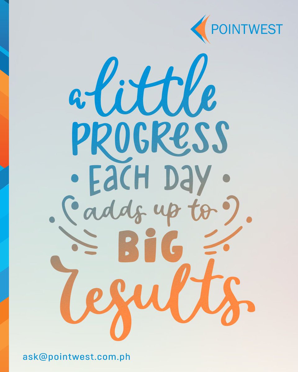 PointwestPH's tweet photo. A little progress each day adds up to big results #MotivationMonday

Get big results with our #digital services https://t.co/uz9auoB2qy https://t.co/hbRz01OKq3