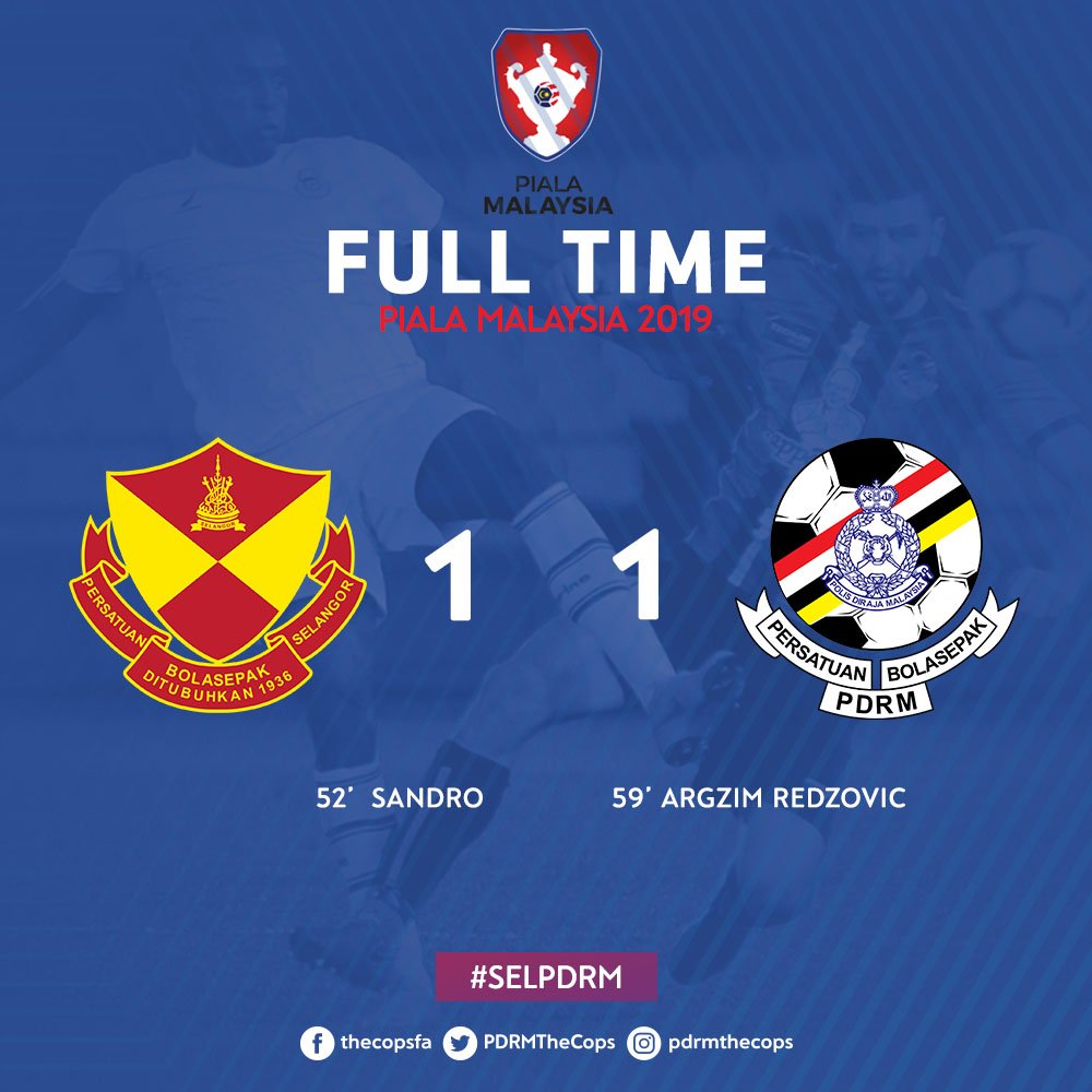 PDRMTheCops's tweet photo. Keputusan perlawanan malam tadi.

Jaringan penyamaan Argzim Redzovic berjaya menghadiahkan satu mata untuk skuad The Cops. 

#SelPDRM #PialaMalaysia2019 https://t.co/4TGnezYQhx