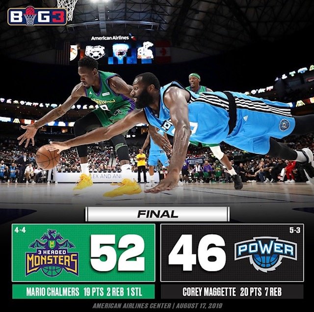 IceCubeBIG3ball's tweet photo. 3 Headed Monsters and Mario Chalmers Defeat Corey Maggette and the Power https://t.co/vhW19yeW3o