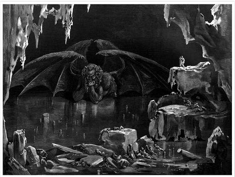 Evan Ottavian on Twitter: "Cocytus the frozen lake of Hell... #Cocytus # FrozenLake #Hell #DantesInferno #GustaveDoré #illustration #DarkProjection  https://t.co/fmjj4JvDOl" / Twitter