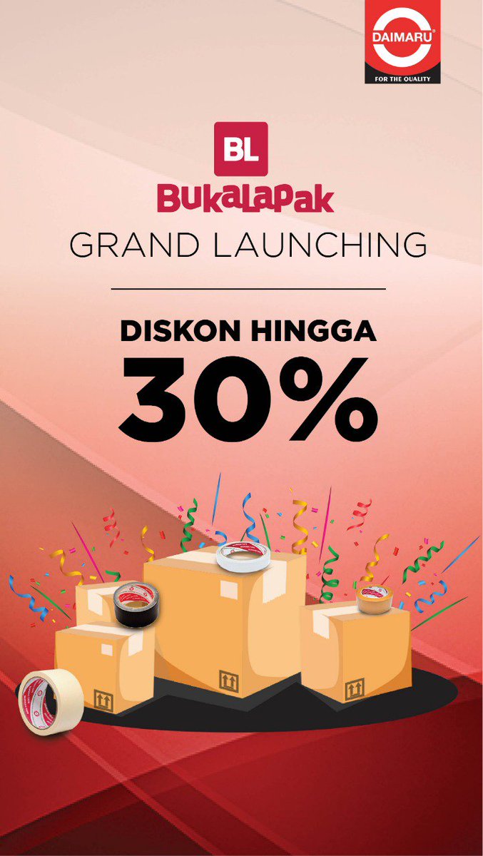 DaimaruOfficial's tweet photo. Grand launching official store Daimaru di Bukalapak bisa dapat diskon hingga 30% promo ini hanya sampai tgl 28 agustus 2019 https://t.co/G33rDghbNJ #Lakban #bukalapak #Daimaru https://t.co/Z1IX1YzaTD