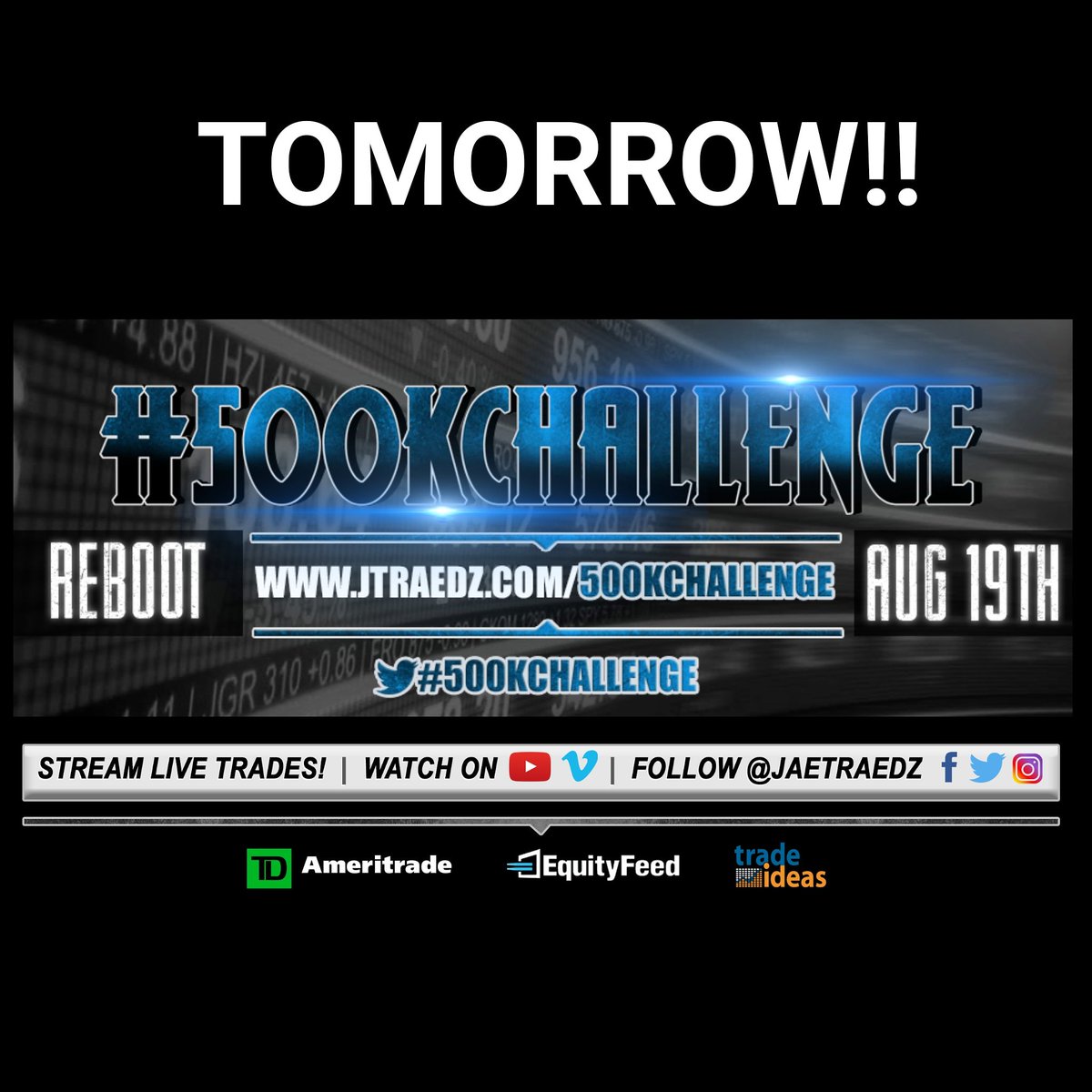 JTraedz's tweet photo. Game Time Tomorrow!! ($500,000 Goal) Thank y'all for supporting me and for tagging along on this journey with me as I achieve to reach (half a million dollars) in profit. Let's get this money!!! โ๐พ๐๐พ๐ช๐พ๐ต #500KChallenge #FutureMillionaire #ProudStockTrader #TraderAssassin https://t.co/C9yBeWAxMn