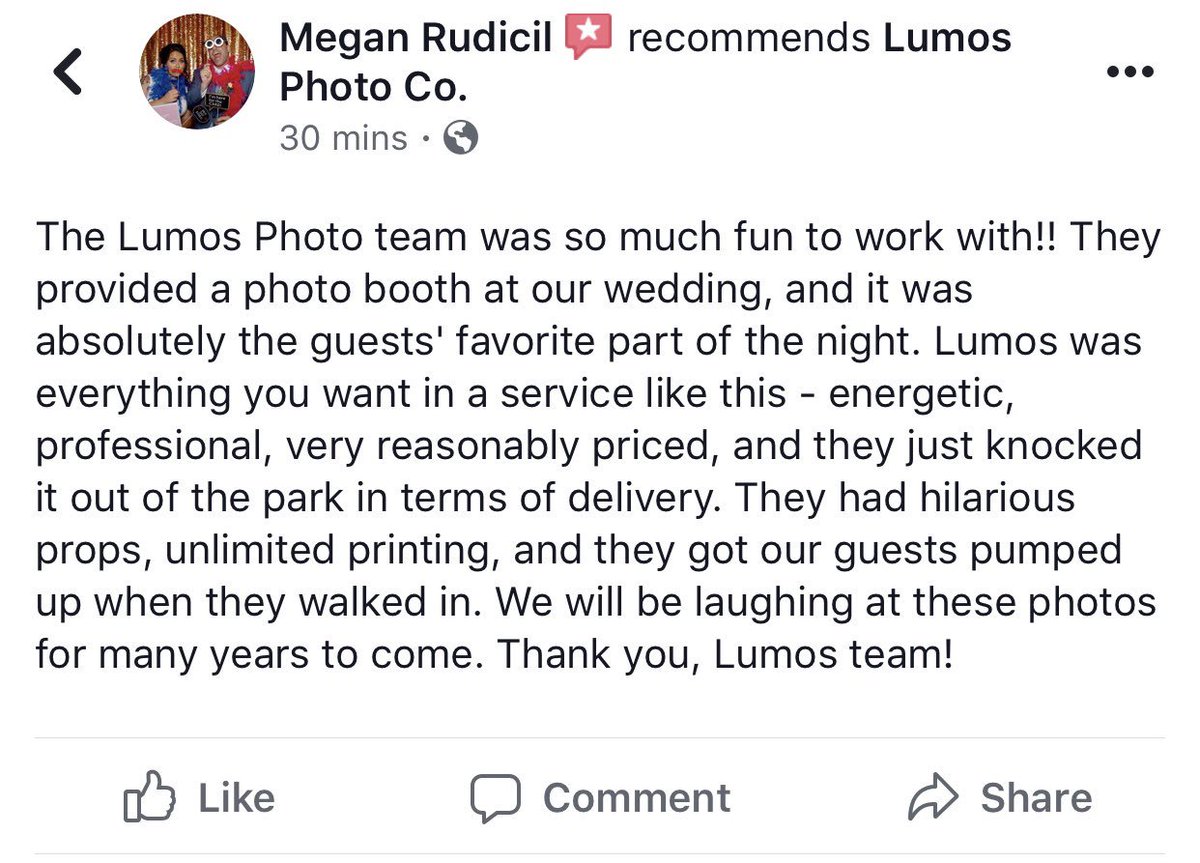 LumosPhotoCo's tweet photo. We love it when you guys review us on our Facebook page! Thank you, Megan ♥️ https://t.co/Tu2TvKCvsO