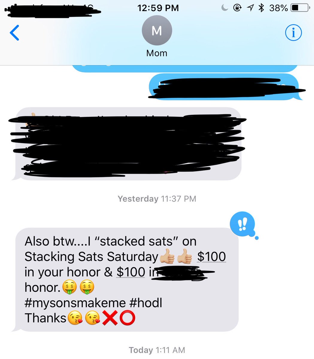 jwillyah's tweet photo. Cheers to @matt_odell....my mom is slowly #stackingsats 🙌🏼

Don’t go party on Saturday’s, instead buy some #bitcoin #stackingsatssaturday https://t.co/H8FWfDO0XH