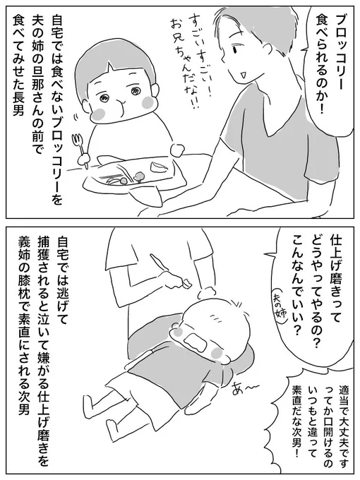 おじおばに良いところを見せたい兄弟 