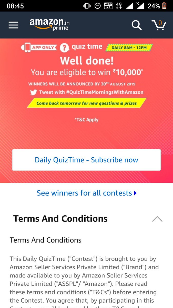 RamakanthvV's tweet photo. #QuizTimeMorningsWithAmazon https://t.co/cv9HexnAFK