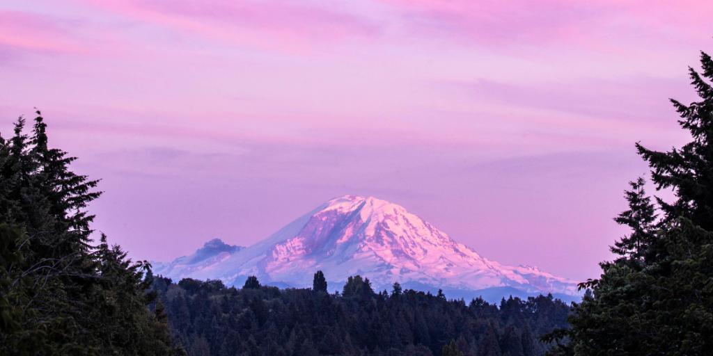 Mt Rainier sunset, mountain, summer, vista