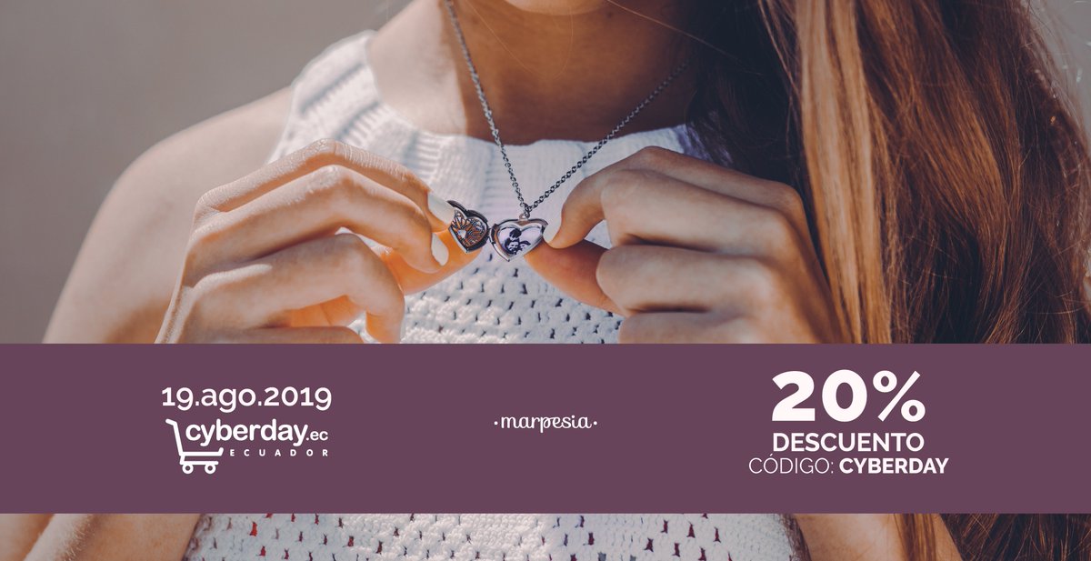 Marpesia_ec's tweet photo. Llega el #CyberDayEC en Marpesia. 20% de DESCUENTO en toda la web con el código CYBERDAY
Pide tu cadena con relicario en este link: https://t.co/Ep5u1vtnbB https://t.co/4Sk5hzNhS4