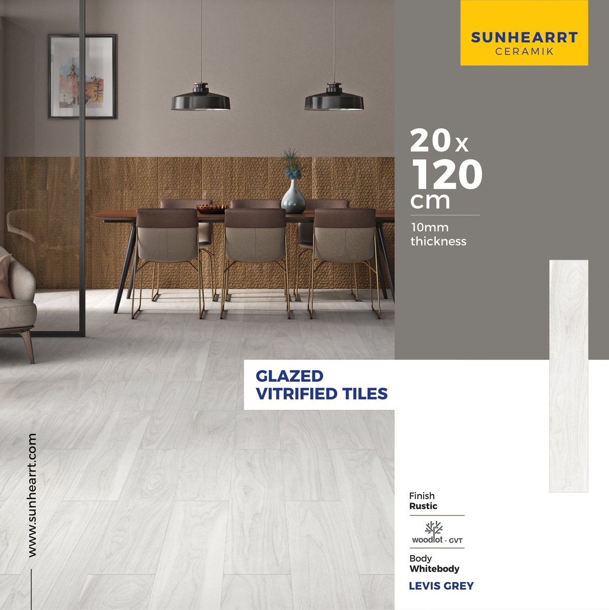 sunhearrt's tweet photo. Give a unique character and refined look to your place with sunhearrt ceramik tiles collection.
Glazed Vitrified Tiles with #RusticFinish & #WhiteBody
#LEVIS_GREY
#20X120cm | #10mmthickness
#Woodlot_gvt
#sunhearrtceramik #GlazedVitrifiedTiles #WallDecore
https://t.co/22af5ZzWnX https://t.co/ydo4QZSkA3