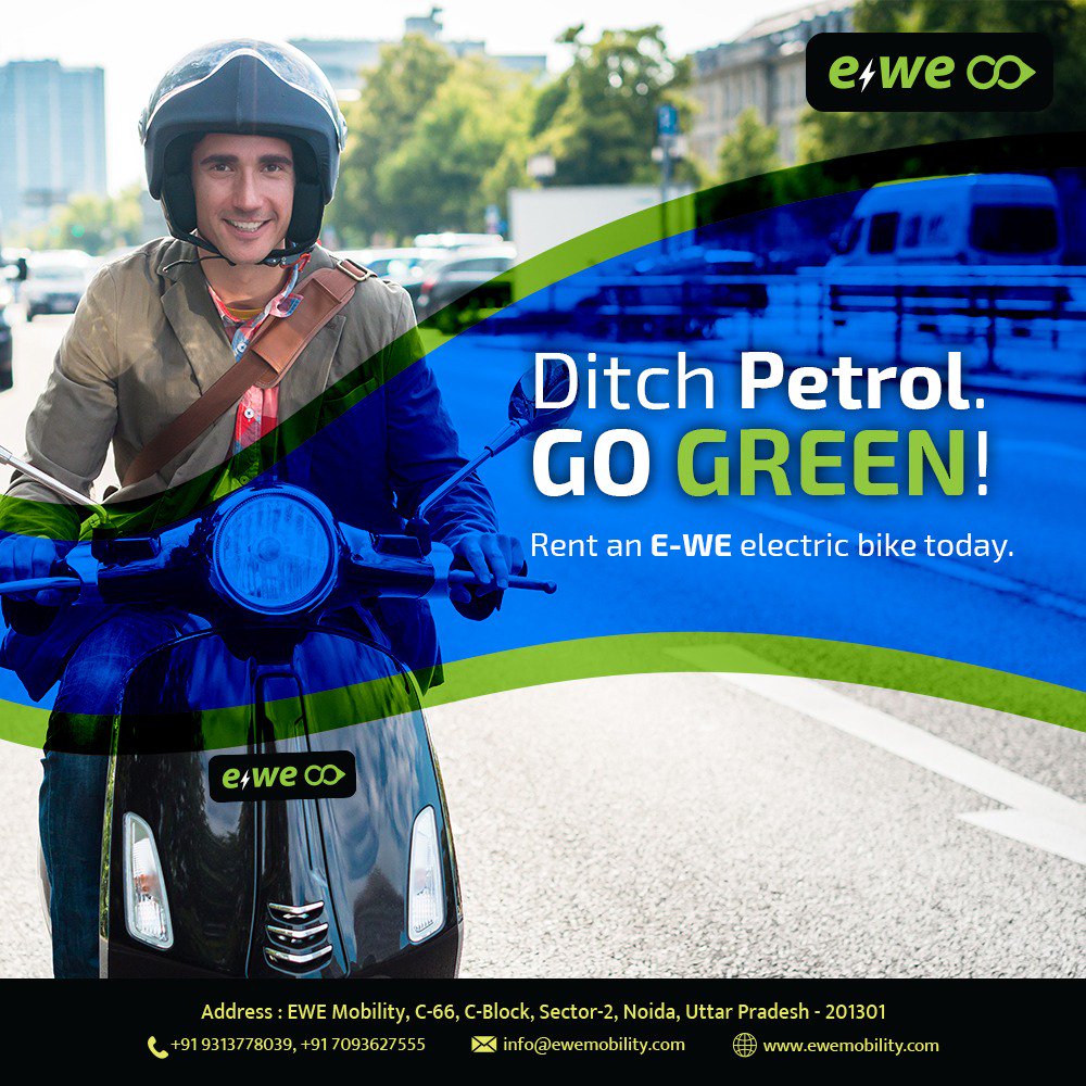 EweMobility's tweet photo. Renting #EWE not only helps you save money but also in saving the environment. Save big with min. running costs &amp; save the environment by reducing your carbon footprint.#Bikerentals starting at Rs.99*/day

For more, call on 9313778039/7093627555/visit us https://t.co/azgm6a0Lo1 https://t.co/2roAid7XKZ