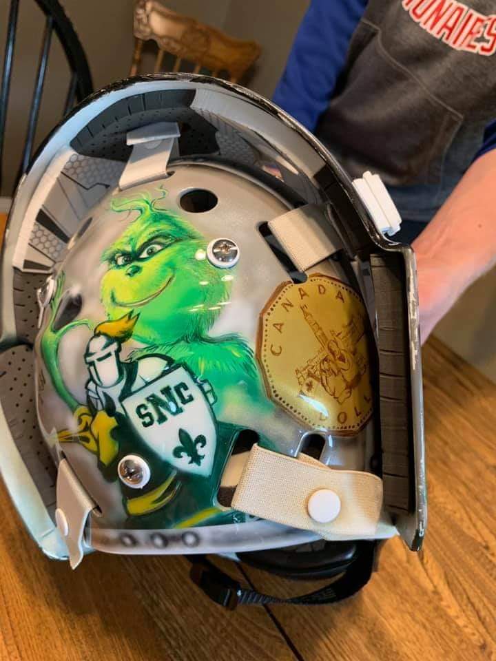 theSJHL's tweet photo. New goalie mask for former @Milshockey goalie Colby Entz, who's off to @stnorbert this Fall.  Painted by Rita Swanson and clear coat by Perception Autobody. https://t.co/UfaBw3Y0kh