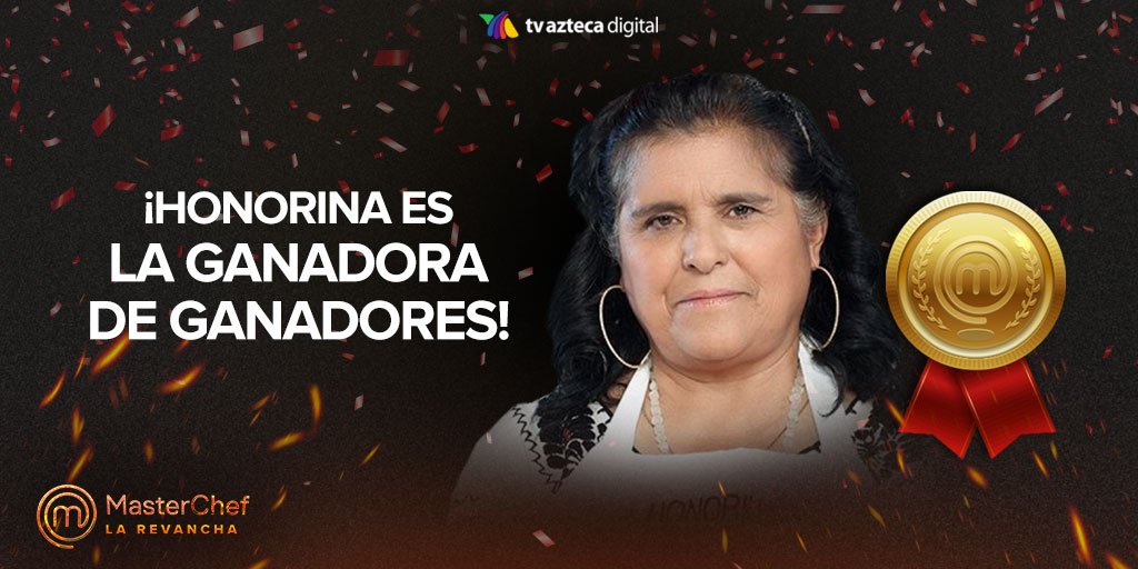 ¡Felicidades <a href="/Honorina_ChefMX/">HonorinaMasterChefMx</a>! 👊🏼🍴

#LosMastersChefs
