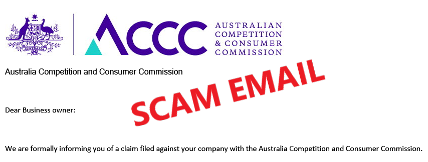 nascgovau's tweet photo. Businesses are warned to watch out for a phishing email scam that’s impersonating the ACCC. The email purports there is a claim filed against your company. If you receive the email don’t click on any links or open any attachments. https://t.co/JRTZTEUOrs