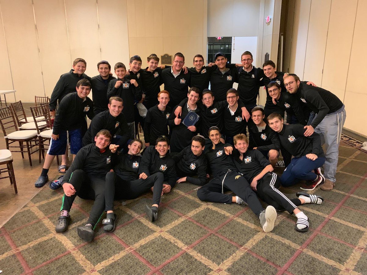 NCSYRTC's tweet photo. Last night’s end of summer banquet featured trophy presentations, RTC Family Feud, our staff skit, the end of summer video, and Sefarim for our NCSY’ers and Madrichim (not to mention some fresh quarter zips)! #bestsummerever https://t.co/NtGURE8e7g