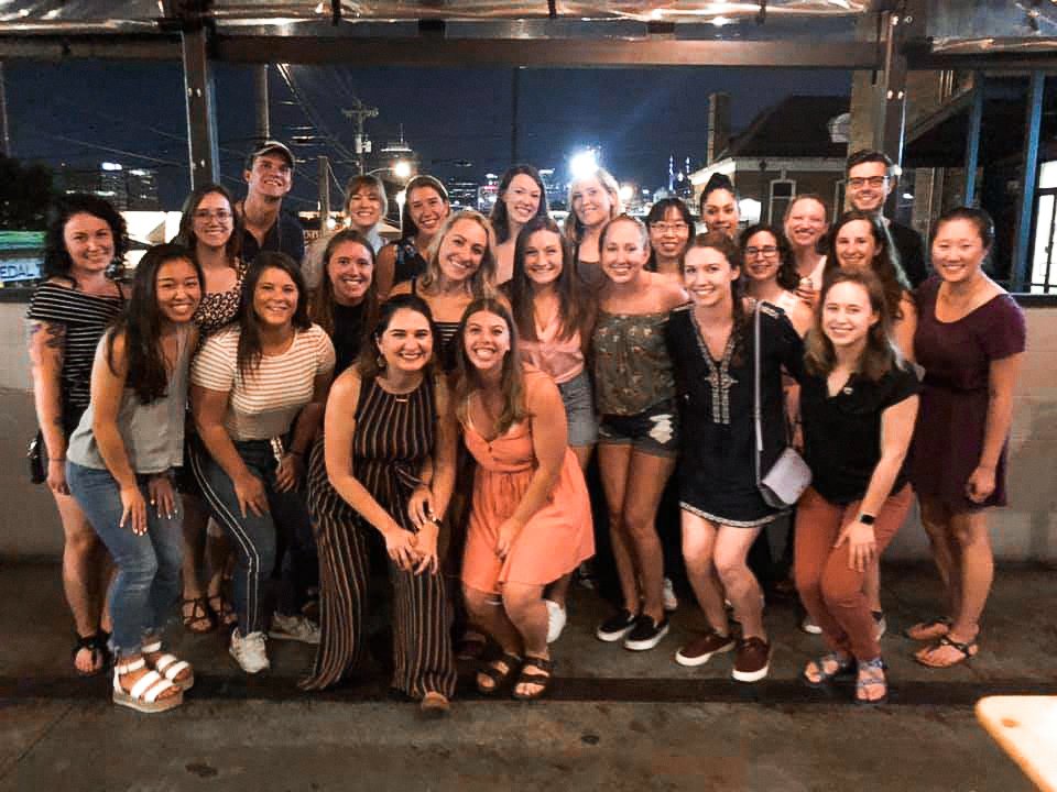 doctorsarahmac's tweet photo. Loved getting some of the #sqAuD together to meet our newest members tonight! First year orientation starts tomorrow which means I somehow became a third year and I'm not sure I like it. #audpeeps #aud2be #vandyaud https://t.co/XJg8XdlEuh