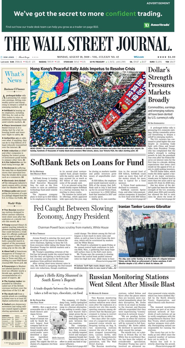 WSJ's tweet photo. Take an early look at the front page of The Wall Street Journal https://t.co/8UBthqT4rI https://t.co/6Z8NJtXEmR