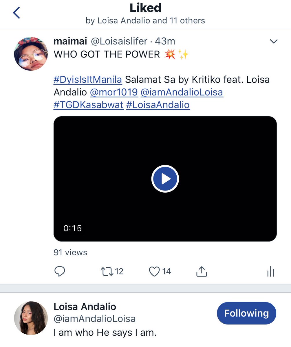 Loisaislifer's tweet photo. nanotice na ulit ako ng bebeh ko @iamAndalioLoisa 😭💓

#DyisIsItManila Salamat Sa by Kritiko feat. Loisa Andalio @mor1019 #TGDKasabwat https://t.co/x6mVd069qM