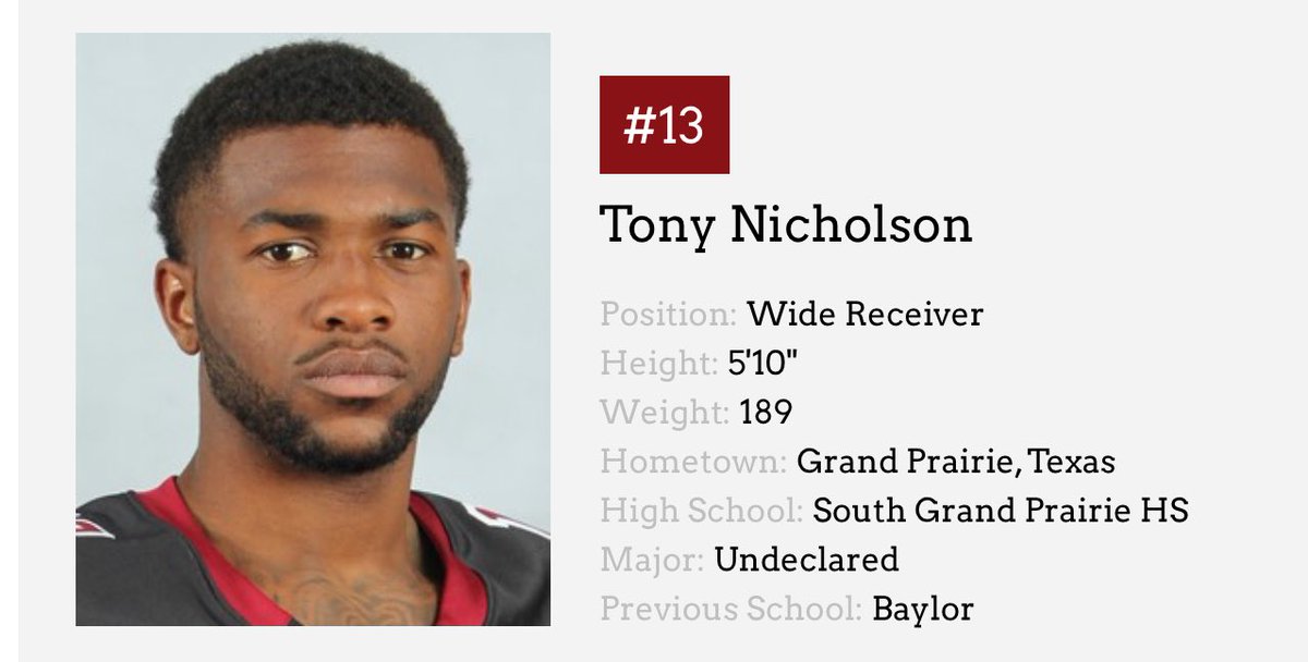 13 Days till Aggie Football #13 5’10” 189lb WR from South Grand Prairie HS @T_nicholsonJr grad Transfer from Baylor, we are glad to have Tony to strengthen our WR group. He is having a strong fall camp, Watch for #13 #2019AggieFootball #AggieUp https://t.co/bEdQtaknLe