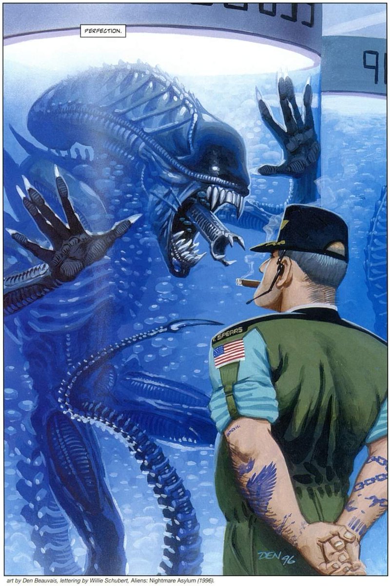 avpgalaxy's tweet photo. General Spears look upon one of his soldiers in this iconic artwork by the fantastic Den Beauvais in this panel from Aliens: Nightmare Asylum. #Alien #Aliens #Xenomorph #XenomorphXX121 #AliensNightmareAsylum #AliensBookTwo #DenBeauvais https://t.co/SgOOWcv2dL