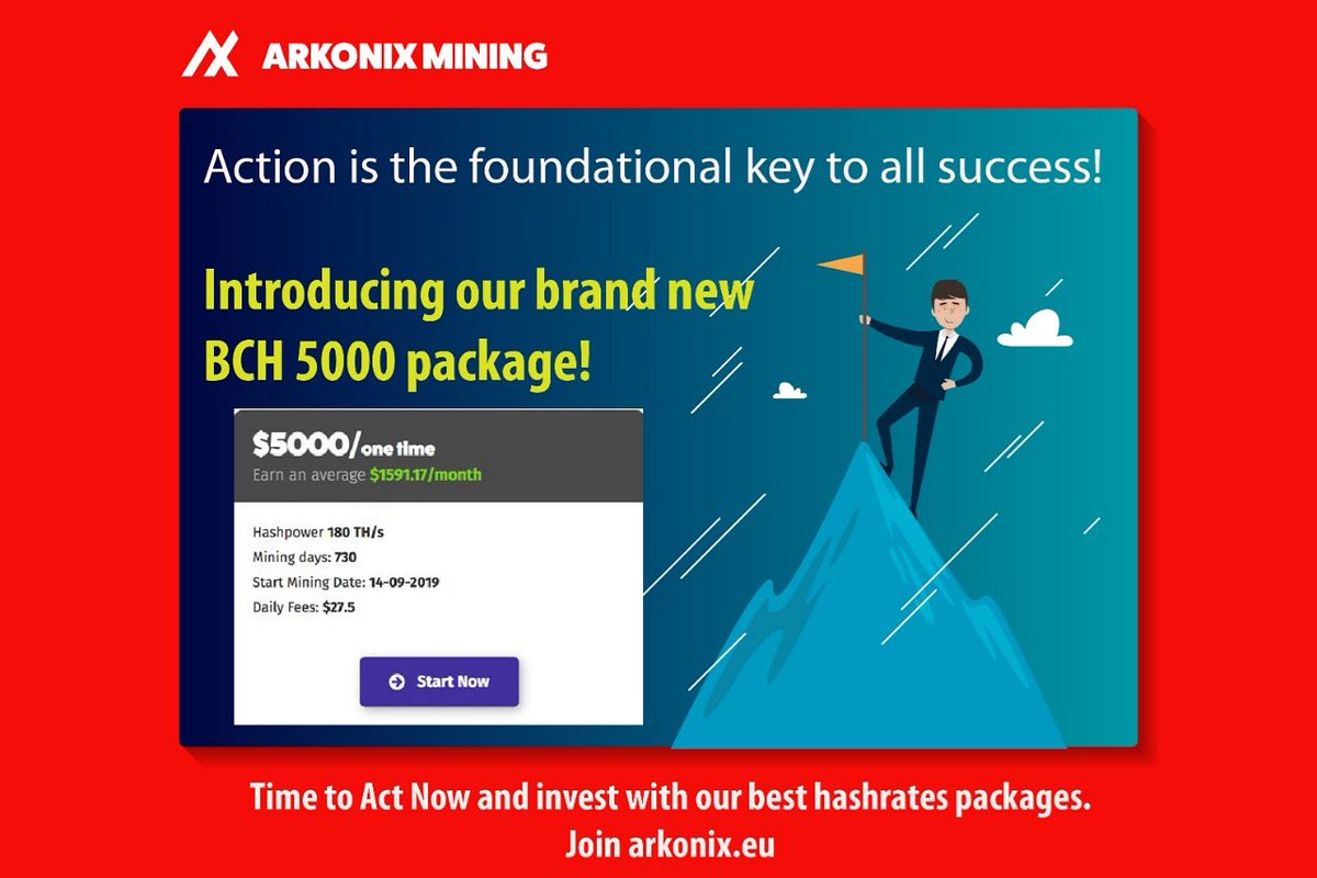 ArkonixMining's tweet photo. Shoutout to all the enthusiastic peeps, this is the opportunity to get on high by earning profit !Introducing our brand New BCH $5000 package. Join now https://t.co/L4EF7ytqJB & start earning.
#BCH #bitcoinpackages #cryptotrading #secureinvestment #bitcoinmining #arkonixmining https://t.co/kPaNHQCmbj