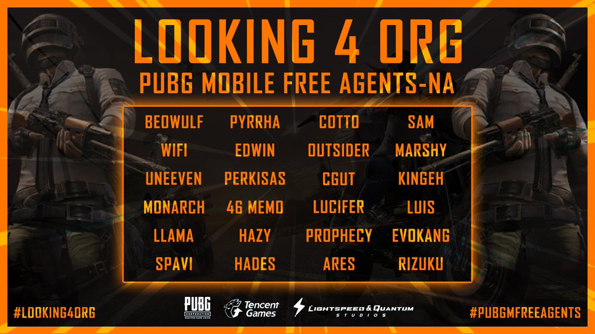 Pubg Mobile Updates On Twitter Here Is A List Of Some Of The Best Pubgmobile Competitive Free Agents In North America Looking For Orgs If You Have Been Signed Please Mention Below