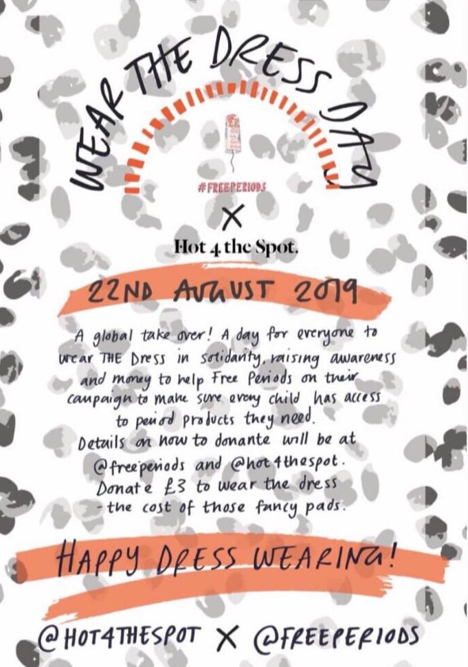 janvi25's tweet photo. Wear THE dress on the 22nd August and show your support for #freeperiods. @AmikaGeorge and the Free Periods team will be wearing our favs and donating. Will you? #EndPeriodPoverty #periodpoverty https://t.co/gMFv99puBD