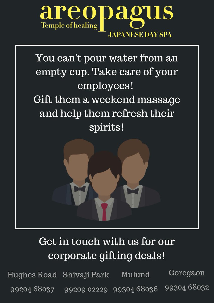 Areopagus1's tweet photo. Areopagus Corporate Gifting! Because your employees are the greatest asset to your company. Gift them the leisure time they deserve!
#giftideas #gifting #employees #MassageTherapy #relaxation #stressrelief #corporateevents #spa #Japanese #weekendvibes #calm #refreshing #therapy https://t.co/nN2YyHQSX4