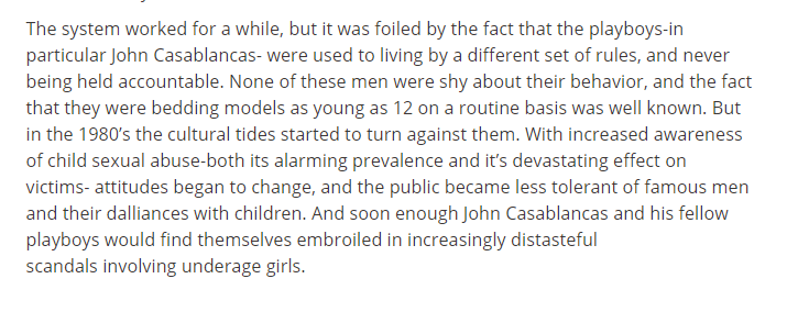 John  #Casablanca's and his paedosadist network dubbed by media as "playboys" were raping models as young as 12 years old on a routine basis and it was well known.  #OpDeathEaters