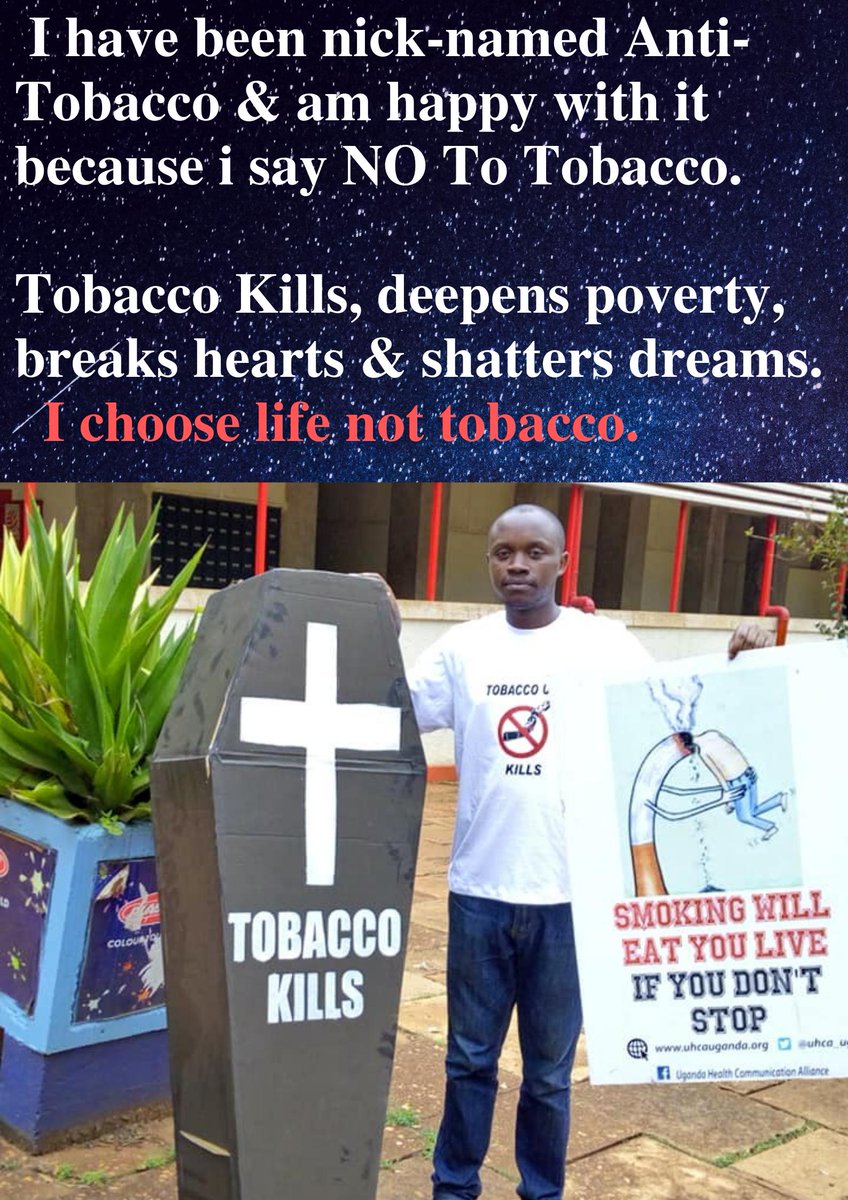 clifflyk's tweet photo. I choose life not Tobacco; a reason why i have been nick-named Anti-Tobacco.Will you join me in saying No To Tobacco today? @uhca_ug @KETCA254 @IGTC_Hopkins @IILAinfo @MinofHealthUG @WHOUganda @WHO @TobaccoFreeKids @TC_BMJ @tobaccofreeng @YALIRLCEA
#TobaccoDeathDays #CliffToday https://t.co/SUYe5dX5t6