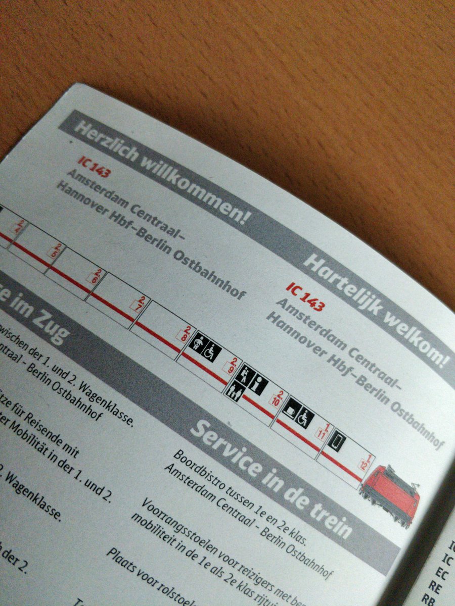 A picture of the leaflet for the IC 143, Amsterdam Centraal to Berlin
