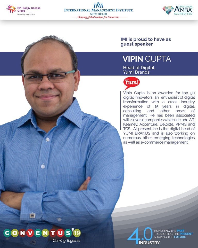 Constrat_IMI's tweet photo. We are honored to reveal our next guest speaker, Mr. Vipin Gupta, currently Head of Digital for Yum! Brands. Mr. Gupta has a cross-industry experience of over 15 years.
We are eagerly waiting for him to share his insights.
#Conventus19
#industry4
#CONSTRAT
#IMINewDelhi
#summit https://t.co/atPtZH0A2o