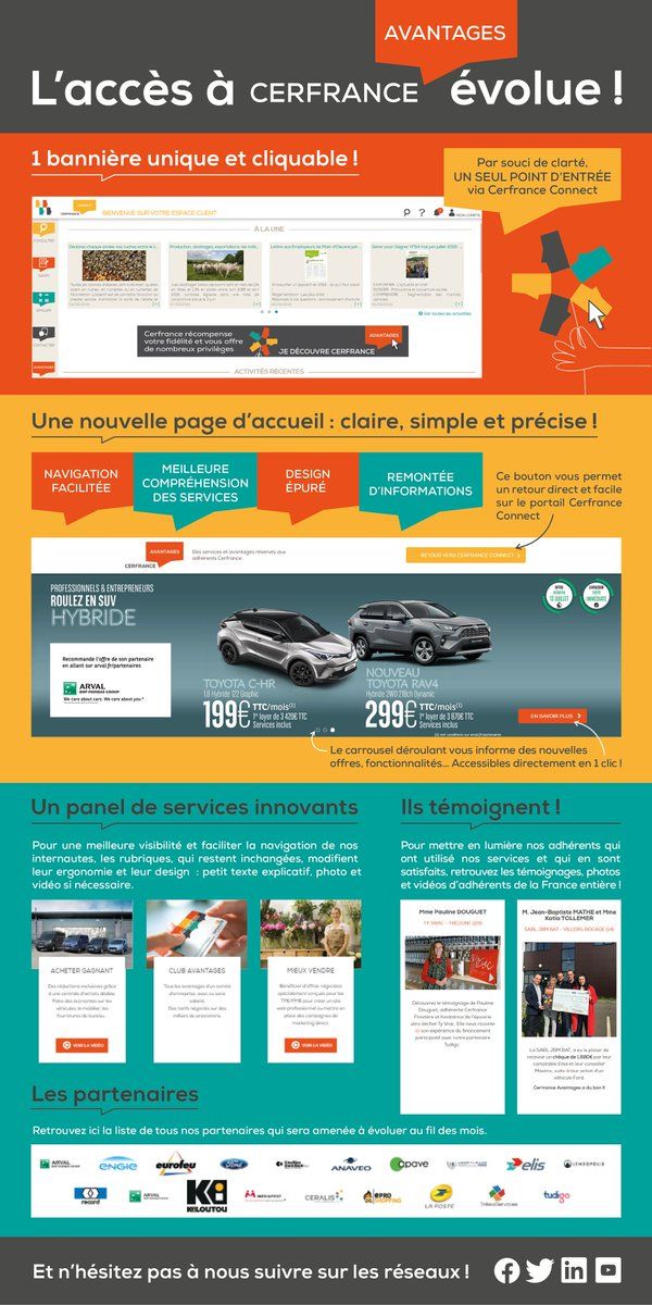 Cerfrance's tweet photo. Cerfrance Avantages évolue🚀

L’accès depuis le portail clients Cerfrance Connect a été modifié et simplifié !😍

Vous profitez ainsi d’une navigation plus fluide et intuitive entre les services proposés.

On vous laisse découvrir  https://t.co/56lceRUlRy

Cliquez sur l'image 👇 https://t.co/YtqBQ9i69c