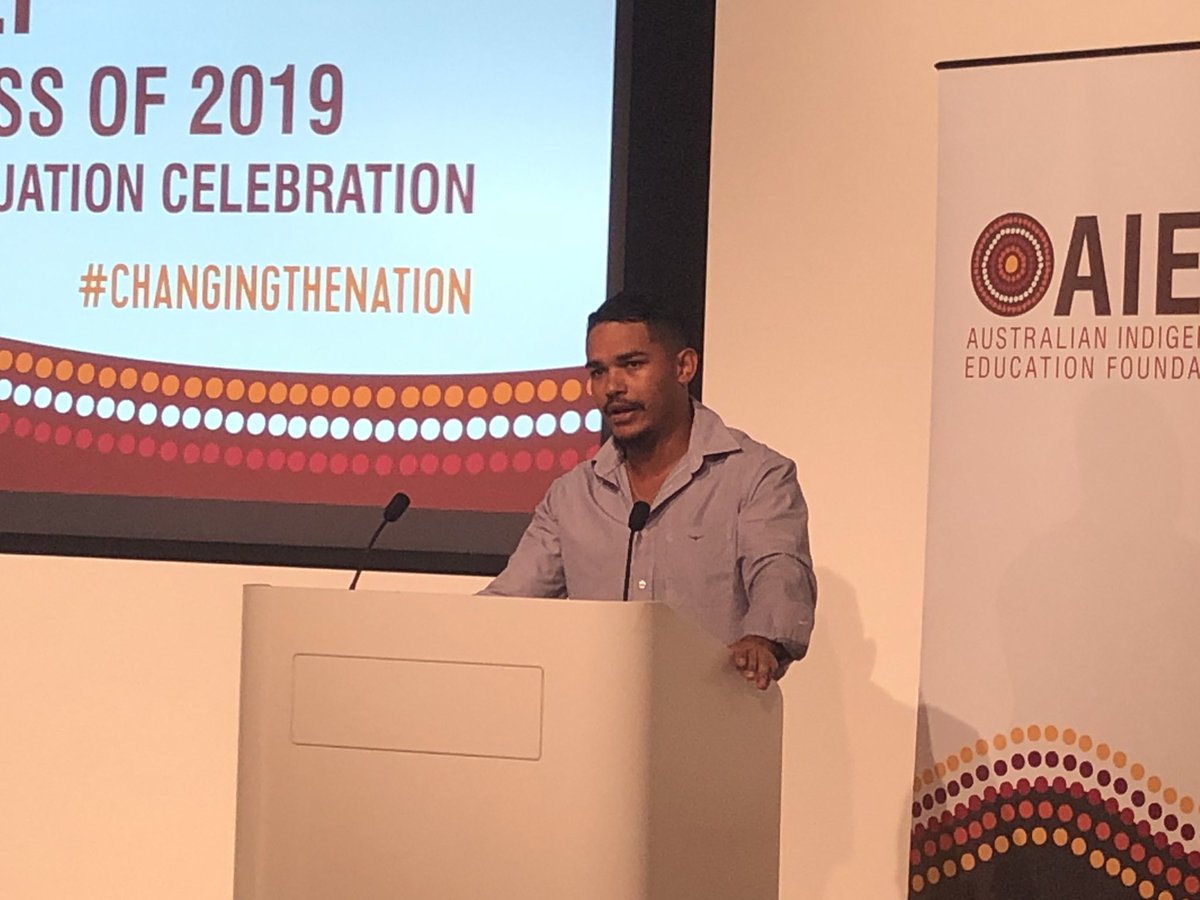 AIEFoundation's tweet photo. “Make sure the path you’re heading towards is what you want in life, because at the end of the day you only have yourself to answer to.” - Dennis Nona Ahmat (#AIEF Class of 2013) to students at #Year12Graduation. #ChangingTheNation https://t.co/SxHPQ5H9q8