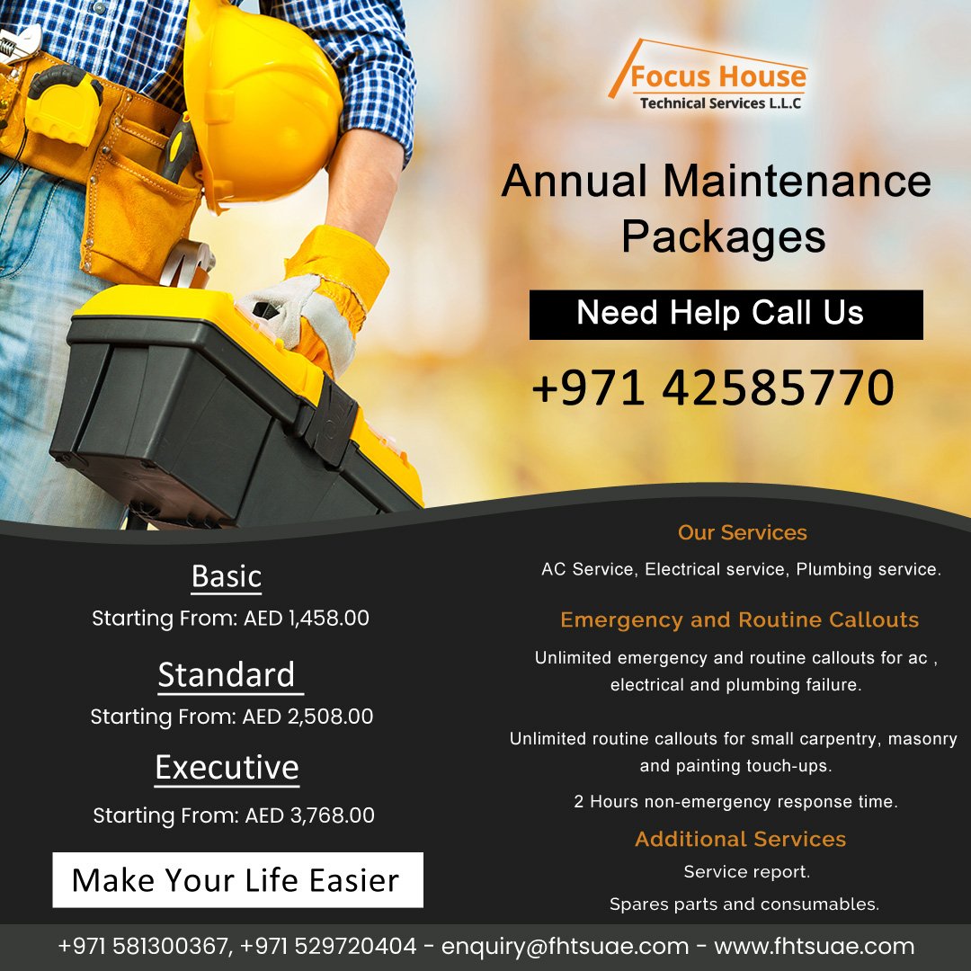 fhtsuae's tweet photo. Buy now our Annual #maintenance packages at best rates with several benefits in #Dubai.
https://t.co/BzjRjyrxwt
#fhtsuae #annualmaintenance #uae #packages #basicpackage #standardpackage #executivepackage #maintenancedubai https://t.co/hKGprcyLSz