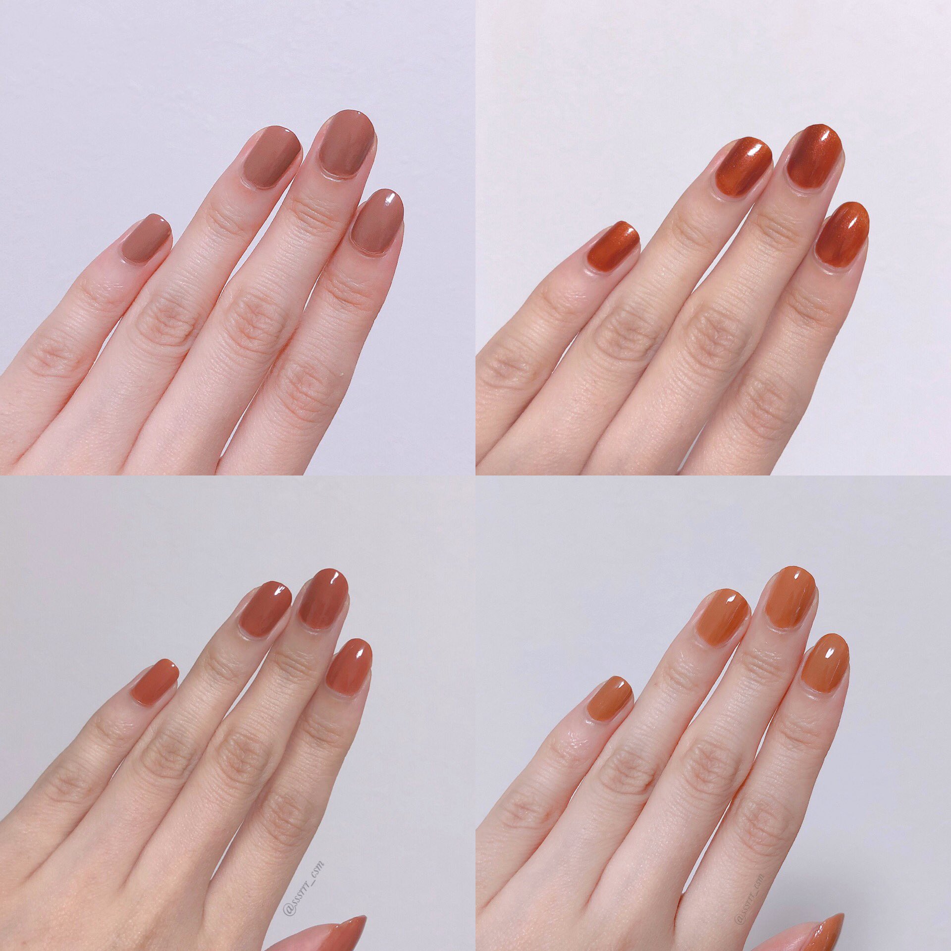 おいも Twitterren プチプラからデパコスまで 可愛すぎるブラウンネイル4選 Nailsinc チャイキス ブルベでも似合う ブラウン Three 94 琥珀カラーが最高に美しい エクセル Nl12 トップコート無しでちゅるんと可愛いオレンジブラウン キャン