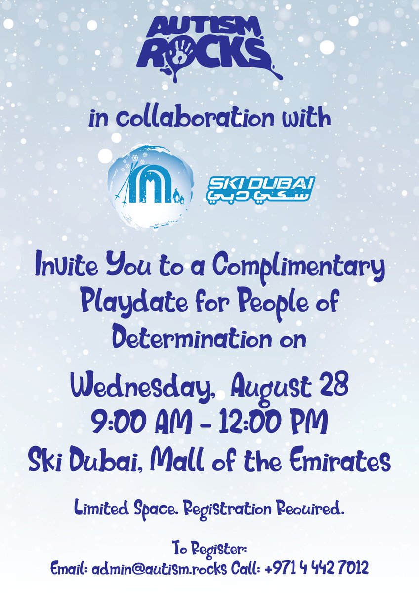 AutismRocksSC's tweet photo. Few slots remaining so hurry up and register now!

#playdate #peopleofdetermination #complimentary #dubai #autismrocks #collaboration https://t.co/xHaDWiFqwL
