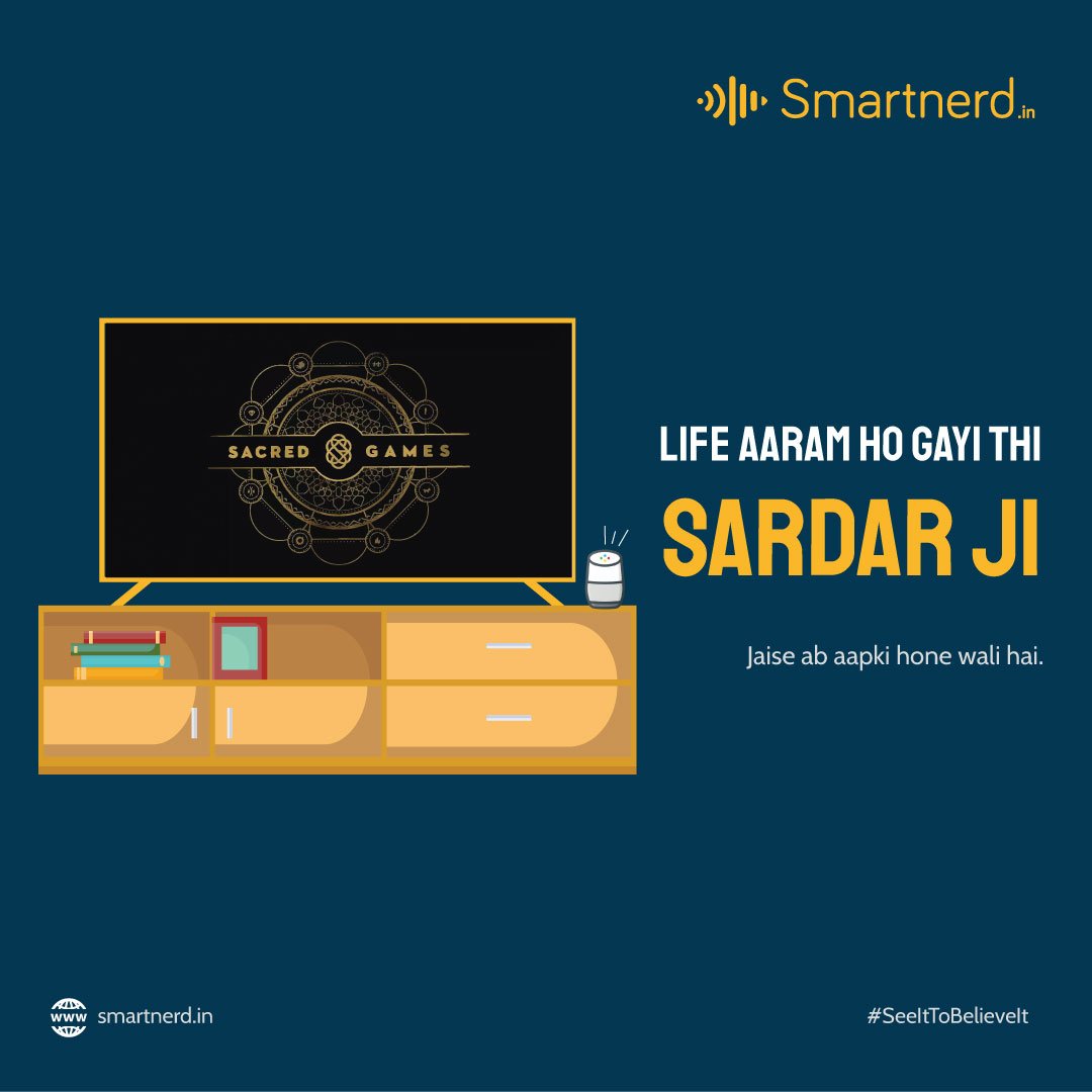 smartnerdindia's tweet photo. When your home, it’s never lonely when you can stream and binge a complete series or play your favourite games at your entertainment hub.

#smartnerd #seeittobelieveit #homeautomation #smarthome #sacredgames #netflix #netflixindia https://t.co/tlskAz5ZWr