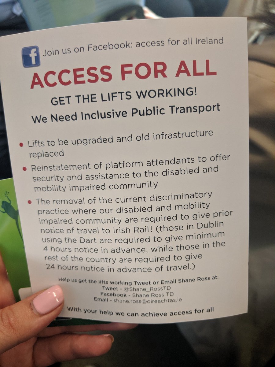 Jennybee120's tweet photo. @Shane_RossTD , I was handed this leaflet this morning and was shocked that this is still an issue. Do you have some idea of a timeframe when the dart line will be accessable for all? https://t.co/KDp9FU1osd